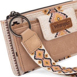 Wrangler Wallets for Women Western Women Purse Boho Aztec Clutch Wristlet Wallet with Double Layer Credit Card Holder Women's Wallet with zipper WG139-W013TN