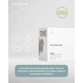 MoleQlar MoleQlar ONE Komplex 30 Sachets - All in ONE Foundational Formula - Supplement mit Longevity Moleklen, Vitaminen und Mineralstoffen - Zitrone, Natural, Matcha-Kokos (30 Sachets, Matcha-Kokos)