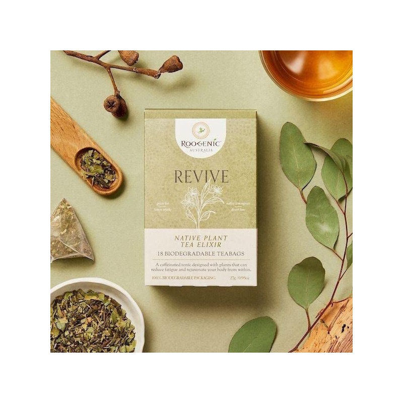 Roogenic Revive Tea Bags in Box, 18 Biodegradable Tea Bags