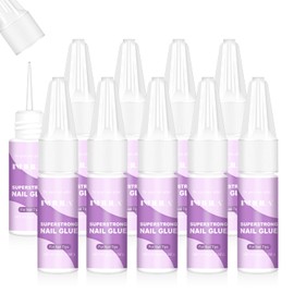 NXJ INFILILA 10PCS Nail Glue for Press on Nails, Super Strong Nail Glue Bulk for Acrylic Nails, Long Lasting Professional Fast Drying Tech Supplies Adhesive 0.10oz