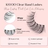 KSYOO Long Natural Lashes with Clear Band Lashes Wispy,10-18mm Cat