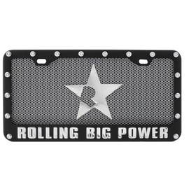 RBP RBP-121 Black License Frame and Plate Combo with Mesh and Star Logo