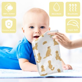 vvfelixl Baby Cotton Washcloths Golden Retriever Dogs Infants Bath Towel for Unisex Goldies Puppy Face Towels for Newborn, Natural Baby Wipes Delicate Skin, 11.8 X 11.8 inch, one sizex3