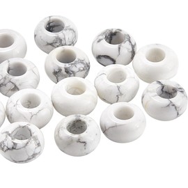 SOFPLATE 1 Box 20 Pieces 14 mm Stone Beads with Large Hole Rondelle Gemstone Beads Natural Howlite Round European Crystal Macrame Beads for Jewellery Making DIY Bracelets Necklaces Per
