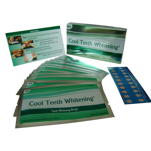 Cool Teeth Whitening 14 Treatments Advanced Professional 6% Hp Strength Dual Elastic Band Teeth Whitening Gel Strips Kit 28 Pcs - 2 Week Supply + Free Color Chart Guide Included - Hydrogen Peroxide Tooth Whitestrips By Cool Teeth Whitening