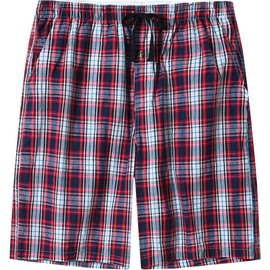 MoFiz Men's Pyjamas Bottoms Shorts Lounge Wear Summer Sleepwear Shorts 100% Cotton Plaid 3-Pack Size 2XL