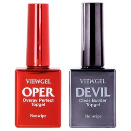 View Gel Oppa Top Gel 10ml + Devil Top Gel 10 ml set, mixed colors, 1 piece / 뷰젤 오빠 탑젤 10ml + 데빌 탑젤 10ml 세트, 혼합색상, 1개
