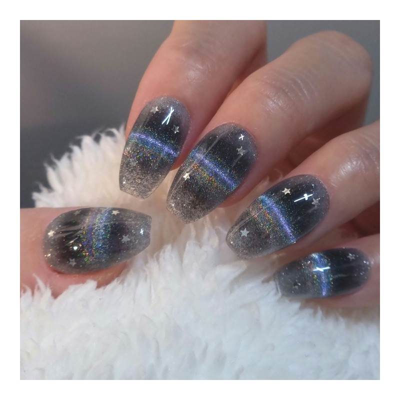 Telepop Rainbow Magnet Handmade Nail Tips - Short Oval /