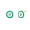 Real Turquoise Classic Evil Eye Stud Earrings Jewelry with 14K