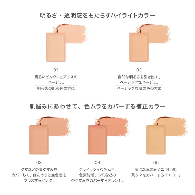 RMK Flores Cover Concealer 01 (Pink Beige/Refill) Highlight Color (Natural