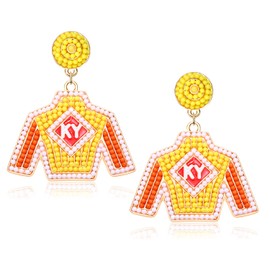 Pendientes colgantes con cuentas Derby Riding Suit de Kentucky Derby Race Day Pendientes de caballos, accesorios de carreras de caballos, Zinc, Sin gemas.