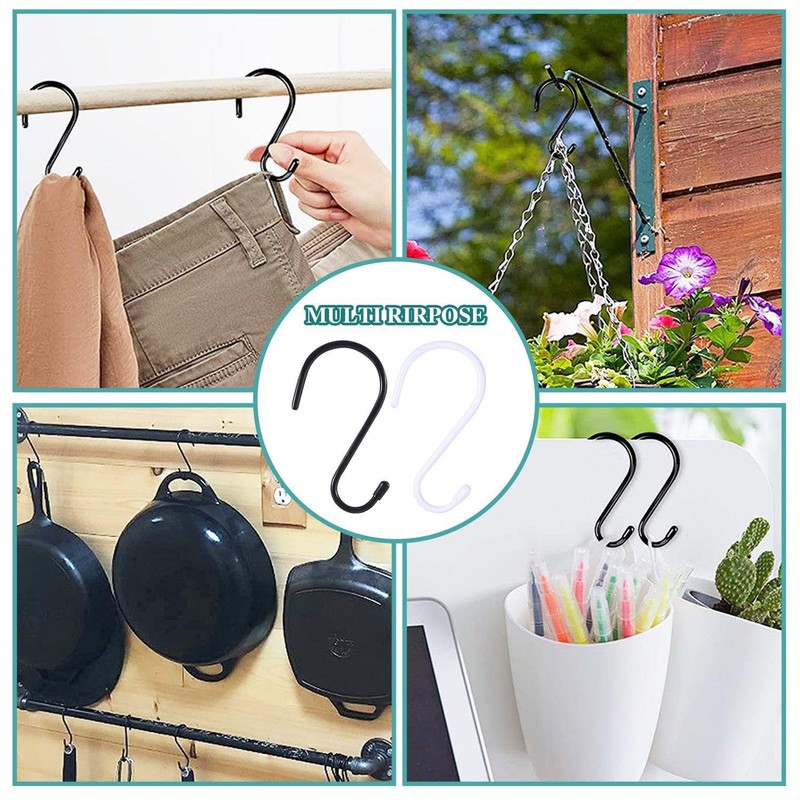 6 Pieces of S-Shaped Hooks, Metal Hooks, Coat Hooks, Kitchen
