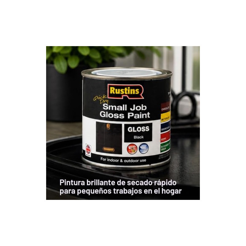 Rustins - Pintura de secado rápido, color negro brillante, 8.5