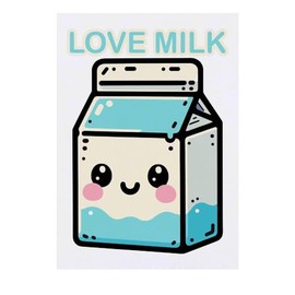 'Kawaii Milk Carton' Temporary Tattoo - Water Resistant, Skin-Safe, Non-Toxic Transfer (TO00070683)