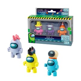 Bizak Among Us S3 Pack of 3 Movable Figures with 3 Fun Accessories, Dimensions 5-7 cm, Various Models to Collect, Pink + Purple + Orange (64116303)