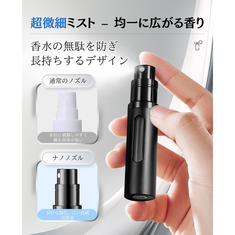 SUBORAWOS アトマイザー 香水 【 多色展開・液残量窓・ワンタッチ補充】 香水スプレーボトル 5ml クイック底部充填 繊細ミスト 分注ボトル