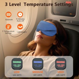 SANREE Cordless Heated Eye Mask, Warm Eye Compress for Dry Eyes, Light Blocking Heated Eye Mask for Women Men, Soft Eye Heating Pad for Dry Eyes, Travel, Rechargeable,Sleep Mask for Gift