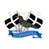 Cornwall, Cornish Chough, Crossed Flag Sticker, Truck, Car, Motorhome, Van,