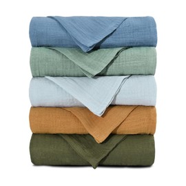 Muslin Cloths for Baby Muslin Squares Swaddle Blankets, Neutral Receiving Blanket Swaddling for Newborn Boys and Girls, 5 Pack Breathable and Skin-Friendly Swaddle Wrap for Infant Baby LMF5001