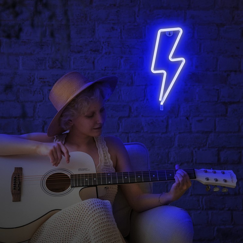 Lumoonosity Lightning Bolt Neon Signs, USB Powered Led Lightning Bolt
