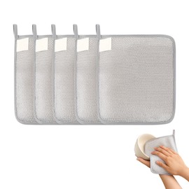 Multipurpose Wire Dishwashing Rags, Non-Scratch Reusable Wire Cleaning Cloths for Wet & Dry, Double-Sided Scourer for Kitchen Dishes, Sinks, Pots & Pans – 5 Pack (Durable & Eco-Friendly)