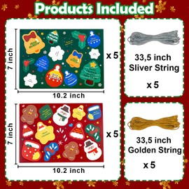 Leesgel Christmas Gift Tags, Pack of 140 Christmas Labels for Labelling, Pendant Labels with String for Christmas Decoration, Gift Wrapping, Christmas Tree Decoration Label