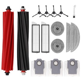 Vacuum Attachments for Roborock S8 MaxV Ultra Robot Vacuum, 2 Main Brush, 2 HEPA Filters, 4 Side Brushes, 4 Washable Mop Pads, 3 Dust Bags, 1 Cleaning Tool - 16PCS