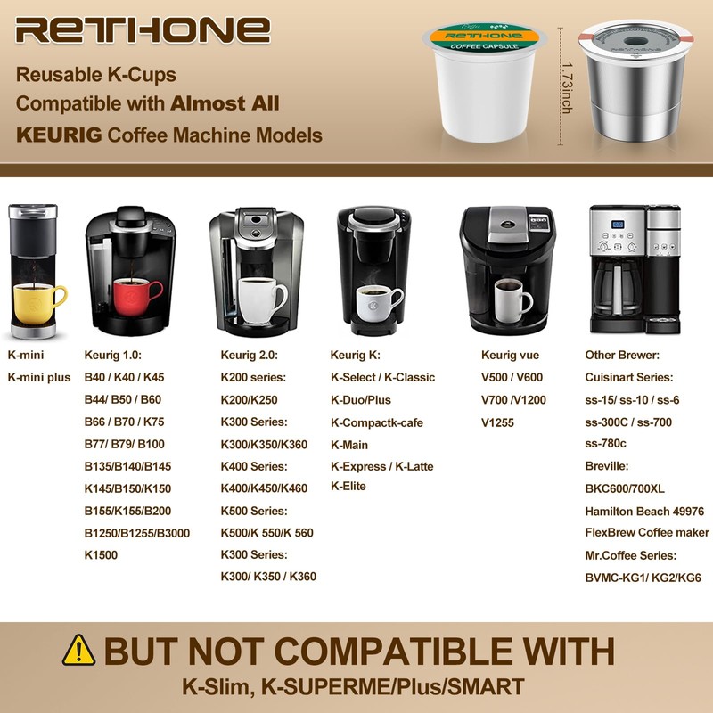 RETHONE Reusable K Cups Coffee Filter, Stainless Steel K Cup