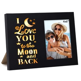 Newbyst Love Picture Frame for Couples - I Love You to The Moon and Back Anniversary Photo Frame,4x6 Wood Cute Romantic Gift for Boyfriend,Girlfriend,Father Mom,Him and Her