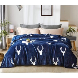 DAKANG Plush Blanket King Size(90" x 104"), Flannel Fleece Blanket, Soft Microfiber Cozy Lightweight Solid Color Bed Couch Blanket for All Season, Deer