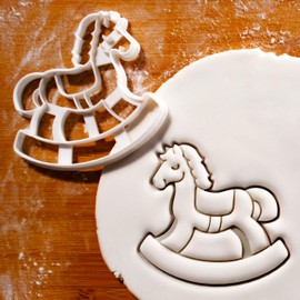 BAKERLOGY Rocking Horse Cookie Cutter - Detailed Cookie Cutter Design for Baking and Crafting, Ideal for Fondant, Dough, Clay