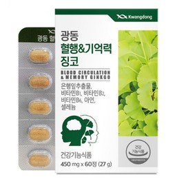 Guangdong Gingko Biloba 60 tablets Blood circulation ginkgo leaf extract nutritional supplement / 광동 징코빌로바 60정 혈액순환 은행잎추출물 영양제