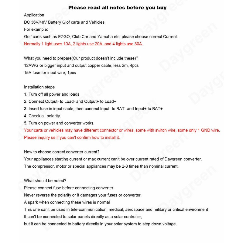 Unbranded 48V/36V to 12V 20A DC to DC Step Down