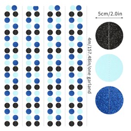 Navy-Blue Black Party-Decorations Circle Garland - 52FT Wedding Hanging Streamer Banner,Birthday Baby Bachelorette Engagement Mothers Valentines Day Bridal Shower Backdrop Decor Hugtmr