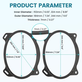 NuIth 6x9 inch Rear Deck Speaker Adapter Spacer Ring for Toyota Camry/Corolla/Yaris 2002-2013 Install Aftermarket Radio Speaker Mounting Bracket