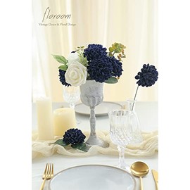 Floroom - Flores artificiales de dalia de aspecto real, 25 rosas falsas de espuma azul marino con tallos para bricolaje, ramos de boda, despedida de soltera, centros de mesa, arreglos florales, mesas de fiesta, decoración del hogar