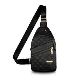 Energather Sling Backpack, Nylon Chest Bag Sling Bag for Women and Girls, Fanny Pack Purse Sling Bags for Cycling (black)