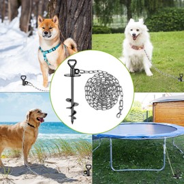 SELEWARE Dog Tie Out Stake Outdoor Anti-Rust Dog Anchor with Stainless Steel Dog Chains for Large Dogs up to 100 lbs, Free Rotation Dog Stake Dog Camping Gear 30 ft Long