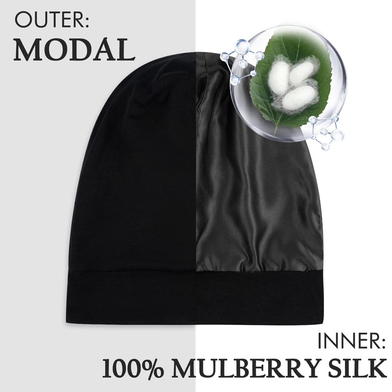 OLESILK Silk-Bonnet for Curly Hair, Silk Hair Bonnet for Sleeping,
