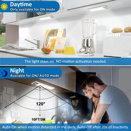 YLXS 30-LED Motion Sensor Under Cabinet Light, 8-inch Magnetic Rechargeable Under Counter Closet Lights, Wireless Night Light Bar, 3-Pack, Cool White