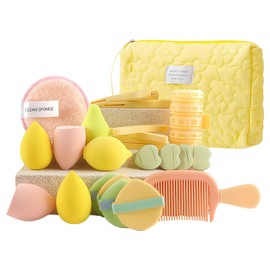 Makeup Tool Set - Powder Puff Make up Tool Kit | Beginner-Friendly Cosmetic Accessories Set Travel Case Organizer for Daughter Mom Wife