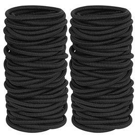 120 lazos de pelo negro para cabello grueso y rizado, sin metal banda elástica para mujeres o hombres (4 mm)