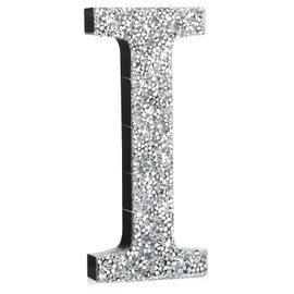 Qunclay 5.7 Inch Silver Crystal Diamond Letters Glitter Letters Hanging Letters with Screws and Hooks Rhinestone Diamond Decorations Christmas House Warming Gifts for Wall Decor Bedroom Door(Letter I)