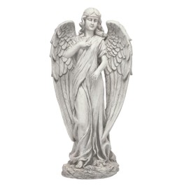 Alpine Corporation 31" Tall Indoor/Outdoor Angel Statue Yard Art Decoration, Light Gray