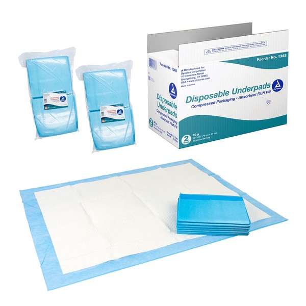 Dynarex Disposable Underpad, 30 inches X 36 inches, 50 Count (Pack of 2)