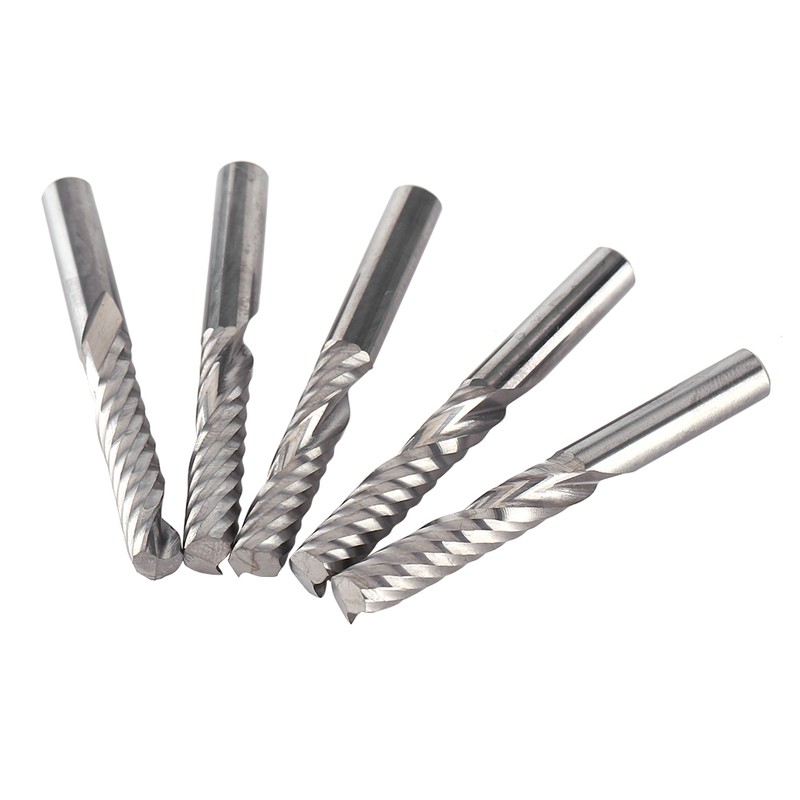 5pcs Tungsten Carbide End Mill Single Flute Spiral CNC Milling