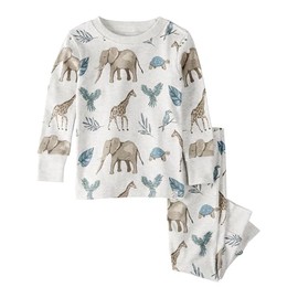 little planet by carter's Baby 2-Piece Pajamas Made with Organic Cotton, Safari Print Tan, 18M