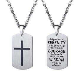 PROSTEEL Cross Pendant Necklace Men Jewelry Inspirational Military Dog Tag Dogtag Stainless Steel Cross Jewelry