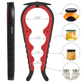 Jar Opener Bottle Opener for Weak Hands, 5 in 1 Multi Function Can Opener Bottle Opener Kit with Silicone Handle Easy to Use for Children, Elderly and Arthritis Sufferers (New red)