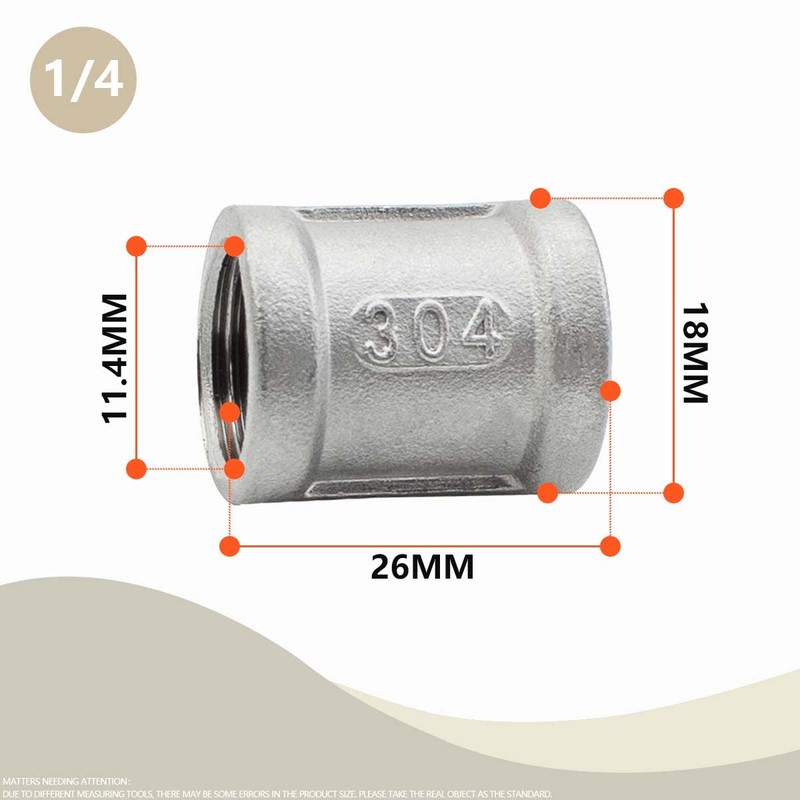Bwintech 3 Pcs 1/4" Female to 1/4" Female BSP Thread